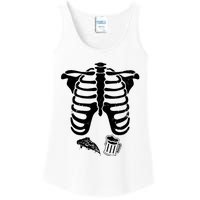 Skeleton Maternity Pizza & Beer Black Ladies Essential Tank