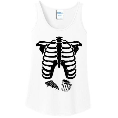 Skeleton Maternity Pizza & Beer Black Ladies Essential Tank