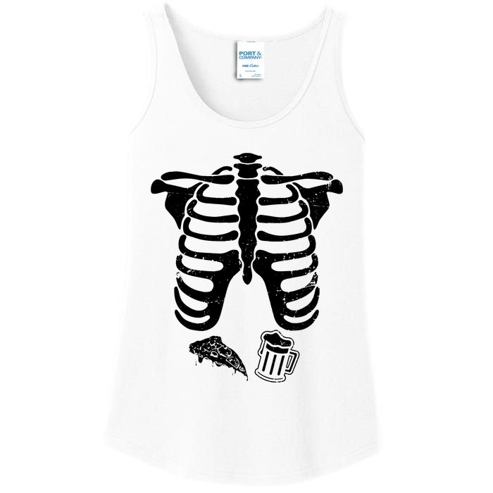 Skeleton Maternity Pizza & Beer Black Ladies Essential Tank