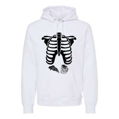 Skeleton Maternity Pizza & Beer Black Premium Hoodie