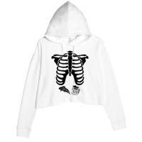 Skeleton Maternity Pizza & Beer Black Crop Fleece Hoodie