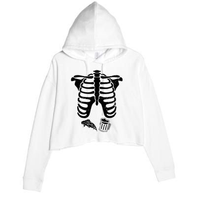 Skeleton Maternity Pizza & Beer Black Crop Fleece Hoodie