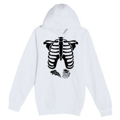 Skeleton Maternity Pizza & Beer Black Premium Pullover Hoodie