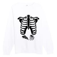 Skeleton Maternity Pizza & Beer Black Premium Crewneck Sweatshirt