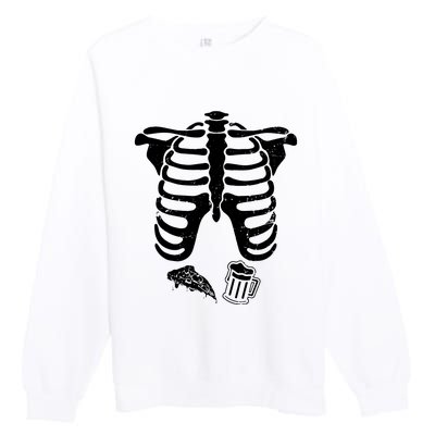 Skeleton Maternity Pizza & Beer Black Premium Crewneck Sweatshirt