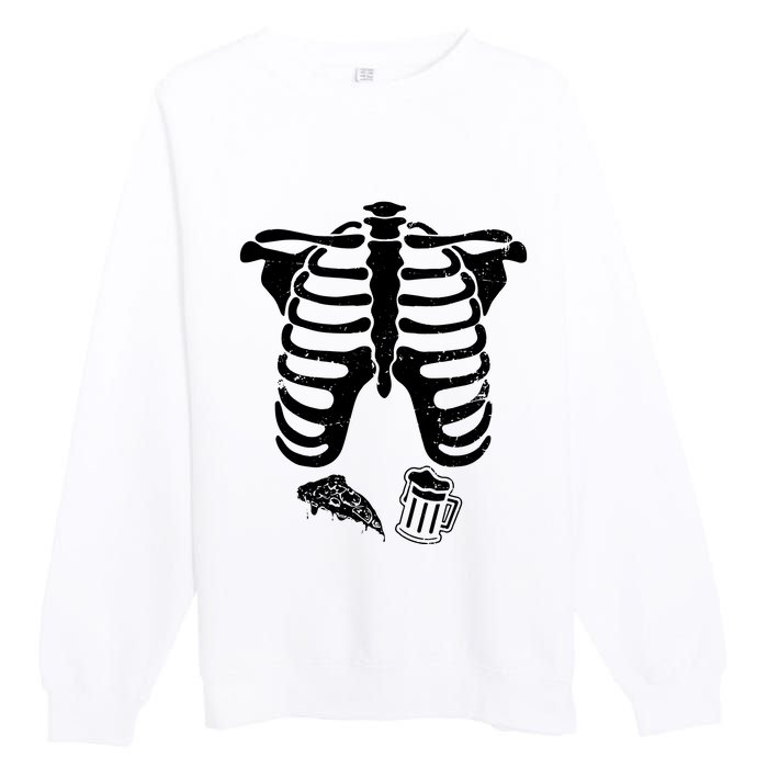 Skeleton Maternity Pizza & Beer Black Premium Crewneck Sweatshirt