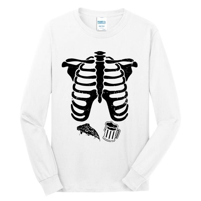 Skeleton Maternity Pizza & Beer Black Tall Long Sleeve T-Shirt