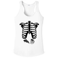 Skeleton Maternity Pizza & Beer Black Ladies PosiCharge Competitor Racerback Tank