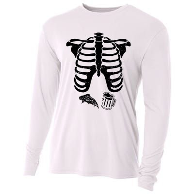 Skeleton Maternity Pizza & Beer Black Cooling Performance Long Sleeve Crew