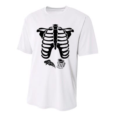 Skeleton Maternity Pizza & Beer Black Performance Sprint T-Shirt