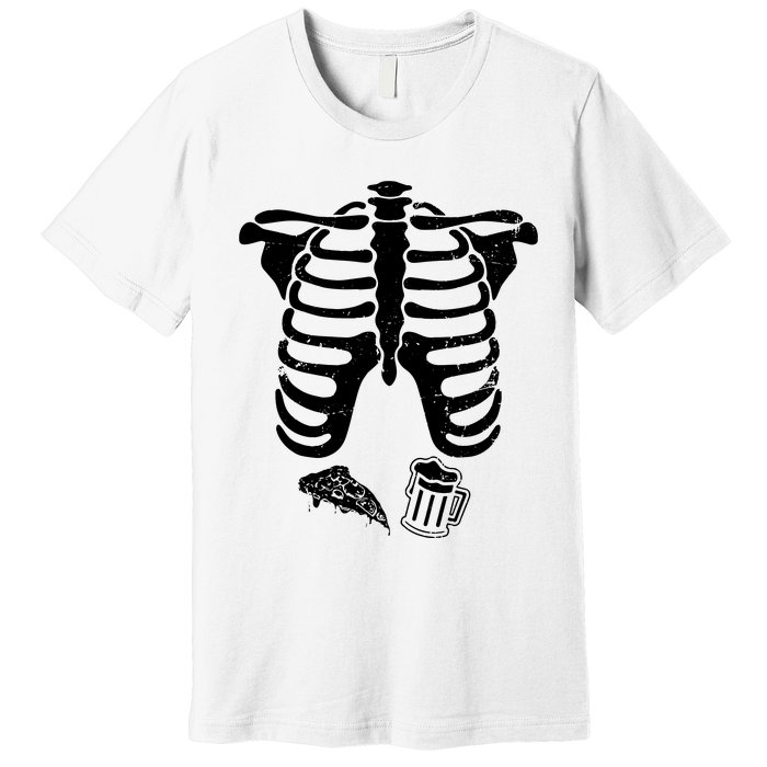 Skeleton Maternity Pizza & Beer Black Premium T-Shirt