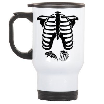 Skeleton Maternity Pizza & Beer Black Stainless Steel Travel Mug