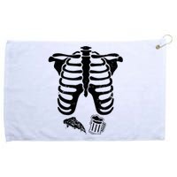 Skeleton Maternity Pizza & Beer Black Grommeted Golf Towel