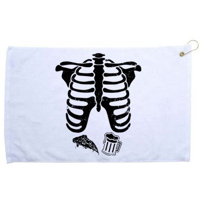 Skeleton Maternity Pizza & Beer Black Grommeted Golf Towel