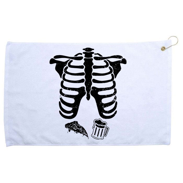 Skeleton Maternity Pizza & Beer Black Grommeted Golf Towel