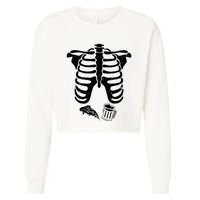 Skeleton Maternity Pizza & Beer Black Cropped Pullover Crew