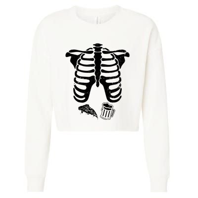 Skeleton Maternity Pizza & Beer Black Cropped Pullover Crew