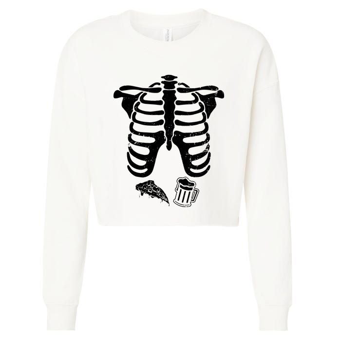 Skeleton Maternity Pizza & Beer Black Cropped Pullover Crew