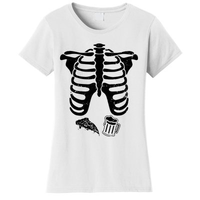 Skeleton Maternity Pizza & Beer Black Women's T-Shirt