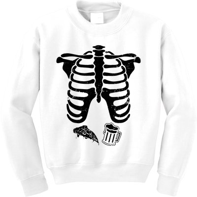 Skeleton Maternity Pizza & Beer Black Kids Sweatshirt