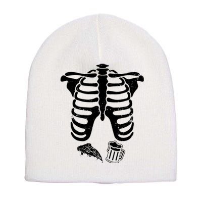 Skeleton Maternity Pizza & Beer Black Short Acrylic Beanie