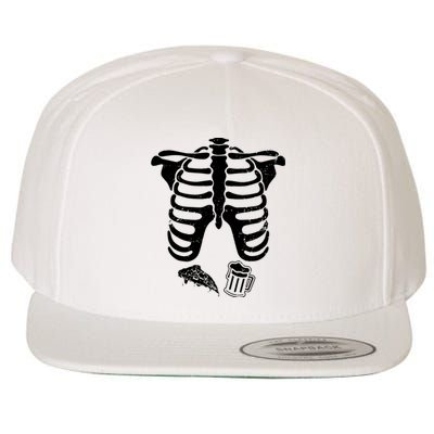 Skeleton Maternity Pizza & Beer Black Wool Snapback Cap