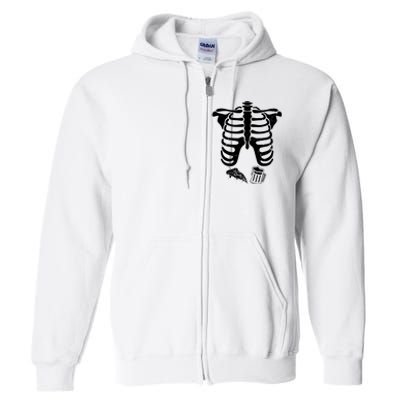 Skeleton Maternity Pizza & Beer Black Full Zip Hoodie