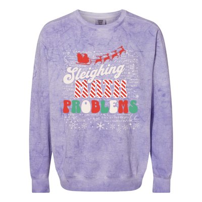 Sleighing Math Problems Funny Christmas Math Teacher Santa Colorblast Crewneck Sweatshirt