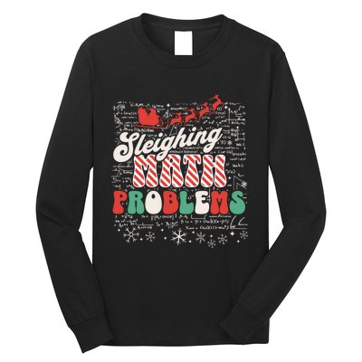 Sleighing Math Problems Funny Christmas Math Teacher Santa Long Sleeve Shirt