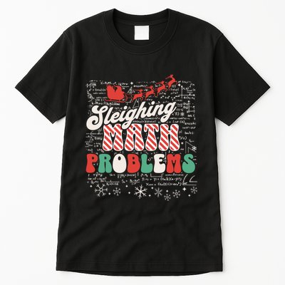 Sleighing Math Problems Funny Christmas Math Teacher Santa Tall T-Shirt