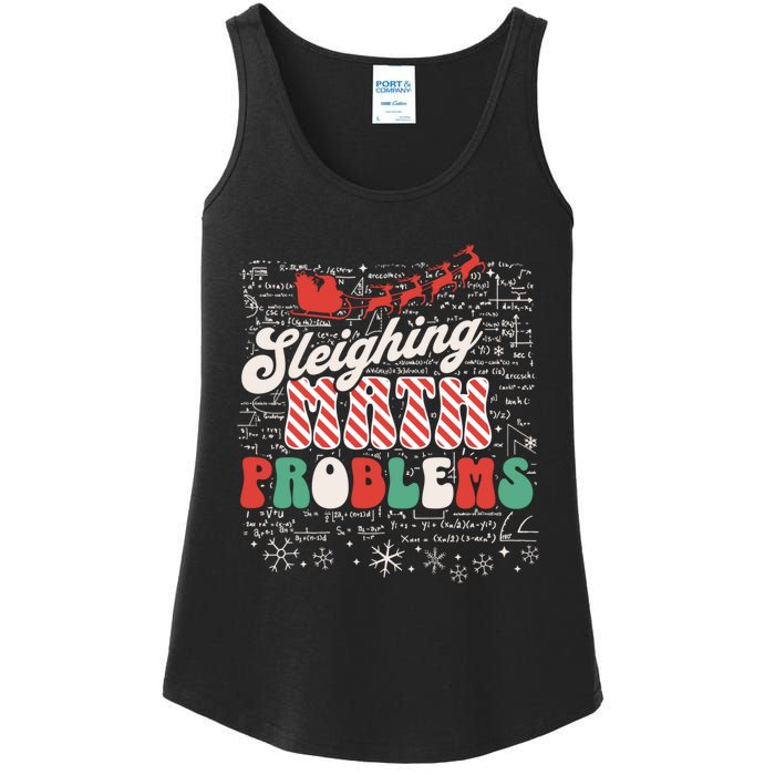 Sleighing Math Problems Funny Christmas Math Teacher Santa Ladies Essential Tank