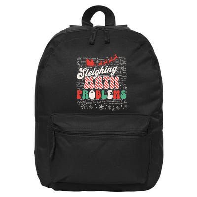 Sleighing Math Problems Funny Christmas Math Teacher Santa 16 in Basic Backpack