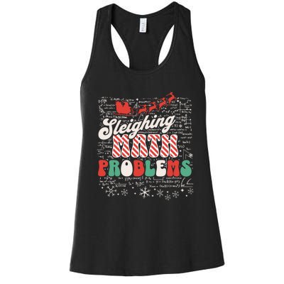 Sleighing Math Problems Funny Christmas Math Teacher Santa Women's Racerback Tank