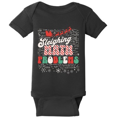 Sleighing Math Problems Funny Christmas Math Teacher Santa Baby Bodysuit