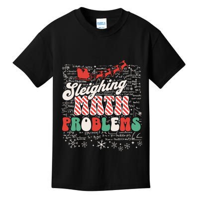 Sleighing Math Problems Funny Christmas Math Teacher Santa Kids T-Shirt