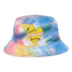 Softball Memaw Proud Softball Player Memaw Great Gift Tie Dye Newport Bucket Hat