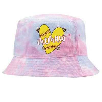 Softball Memaw Proud Softball Player Memaw Great Gift Tie-Dyed Bucket Hat