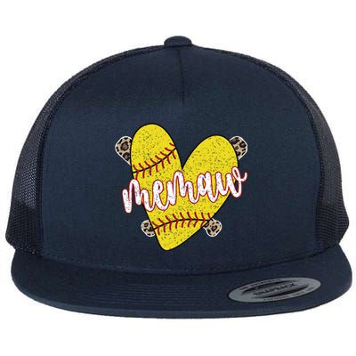 Softball Memaw Proud Softball Player Memaw Great Gift Flat Bill Trucker Hat