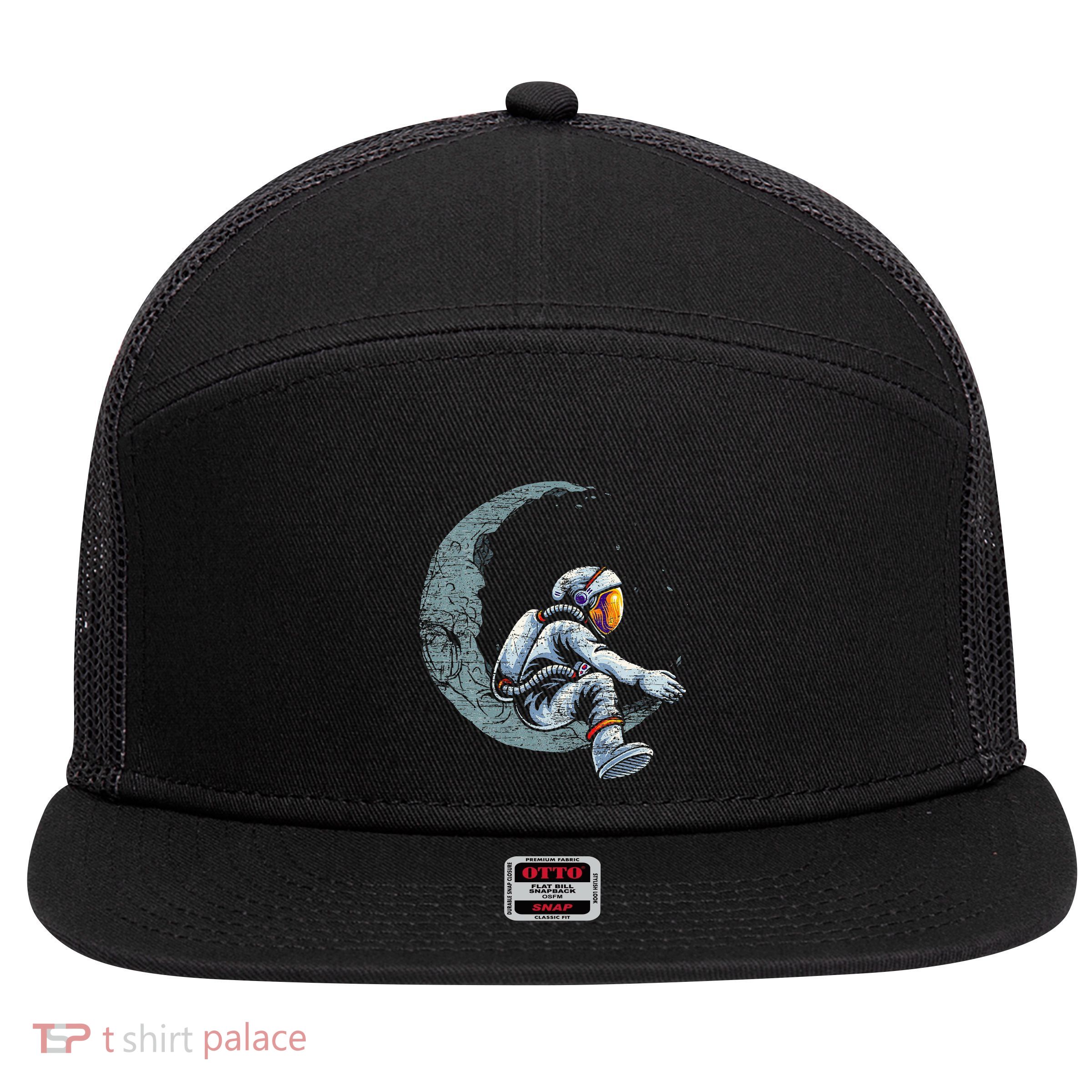 Space Moon Planets Astronomy Astronaut 7 Panel Mesh Trucker Snapback Hat