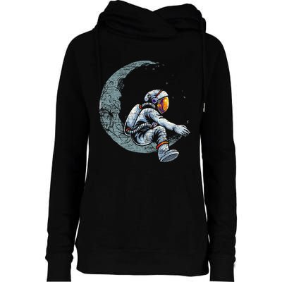 Space Moon Planets Astronomy Astronaut Womens Funnel Neck Pullover Hood