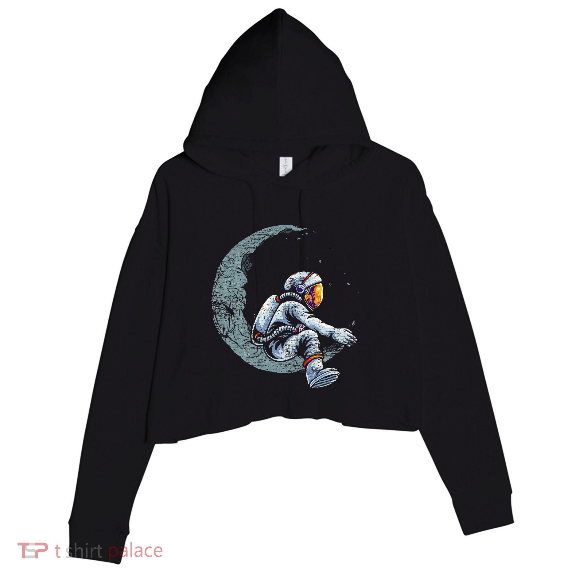 Space Moon Planets Astronomy Astronaut Crop Fleece Hoodie