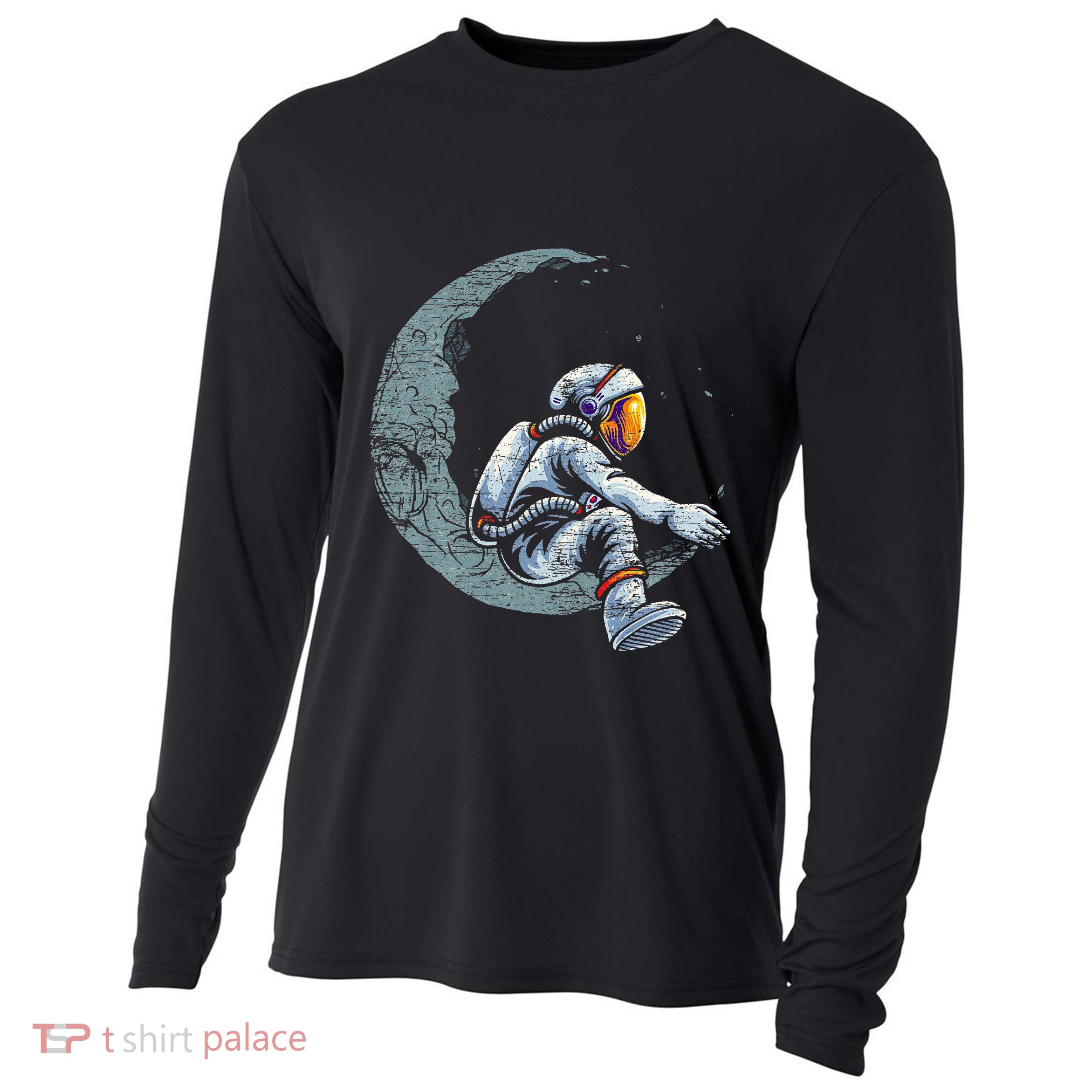 Space Moon Planets Astronomy Astronaut Cooling Performance Long Sleeve Crew