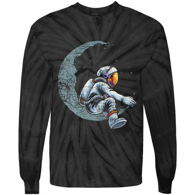Space Moon Planets Astronomy Astronaut Tie-Dye Long Sleeve Shirt