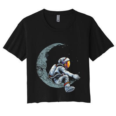 Space Moon Planets Astronomy Astronaut Crop Top