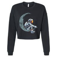 Space Moon Planets Astronomy Astronaut Cropped Pullover Crew