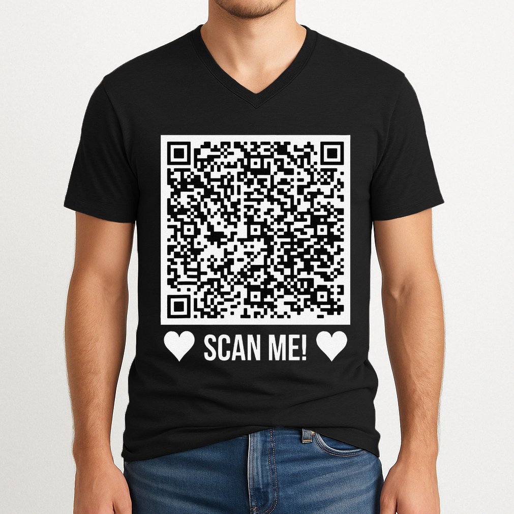 Scan Me! Qr Scan Me Original Proposal Engagement Gif V-Neck T-Shirt