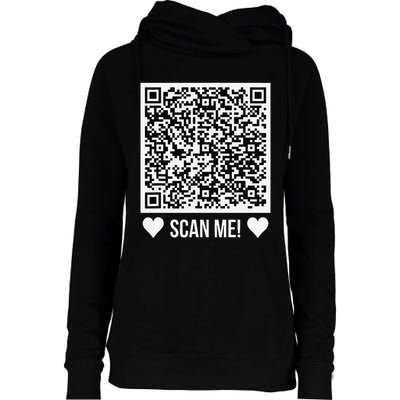 Scan Me! Qr Scan Me Original Proposal Engagement Gif Womens Funnel Neck Pullover Hood