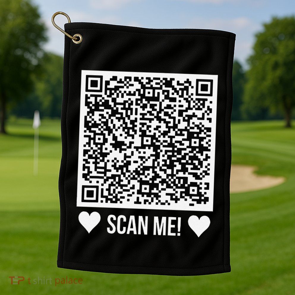 Scan Me! Qr Scan Me Original Proposal Engagement Gif Golf Towel