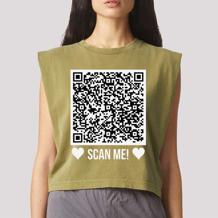 Scan Me! Qr Scan Me Original Proposal Engagement Gif Garment-Dyed Women's Muscle Tee