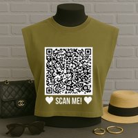 Scan Me! Qr Scan Me Original Proposal Engagement Gif Garment-Dyed Women's Muscle Tee